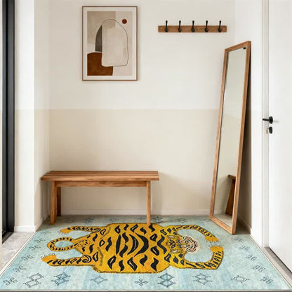 Tappeto etnico tibetano rettangolare con tigre - image 13