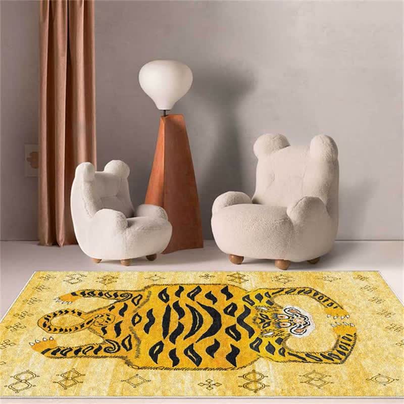 Tappeto etnico tibetano rettangolare con tigre - image 2