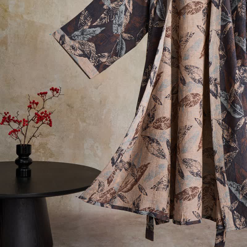Kimono in garza di cotone jacquard a foglie - image 2