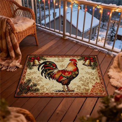 Tappeto rettangolare rustico con motivo a gallo in stile fattoria - image 2