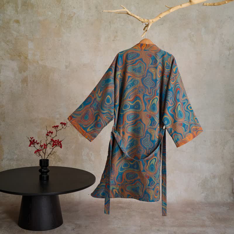 Kimono in cotone con motivo astratto artistico - image 1
