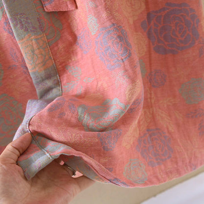Kimono in garza di cotone con motivo a rose romantiche - image 4