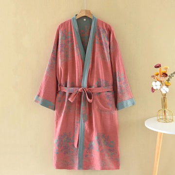 Kimono in garza di cotone Rustic Bushes - Rosa - XL - image 0