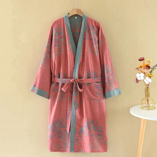 Kimono in garza di cotone Rustic Bushes - Rosa - XL - image 0