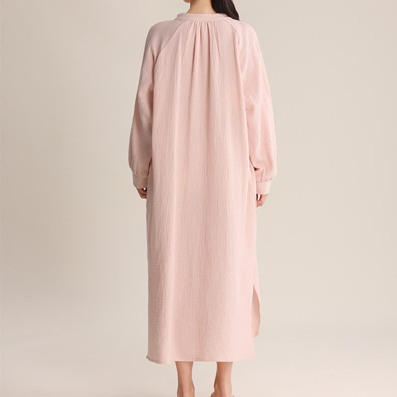 Camicia da notte in cotone con scollo a V e papillon - image 6