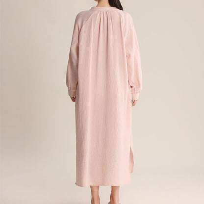 Camicia da notte in cotone con scollo a V e papillon - image 6