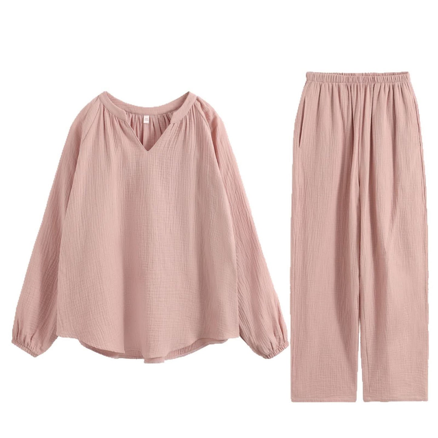 Completo da casa minimalista in cotone con scollo a V - image 7