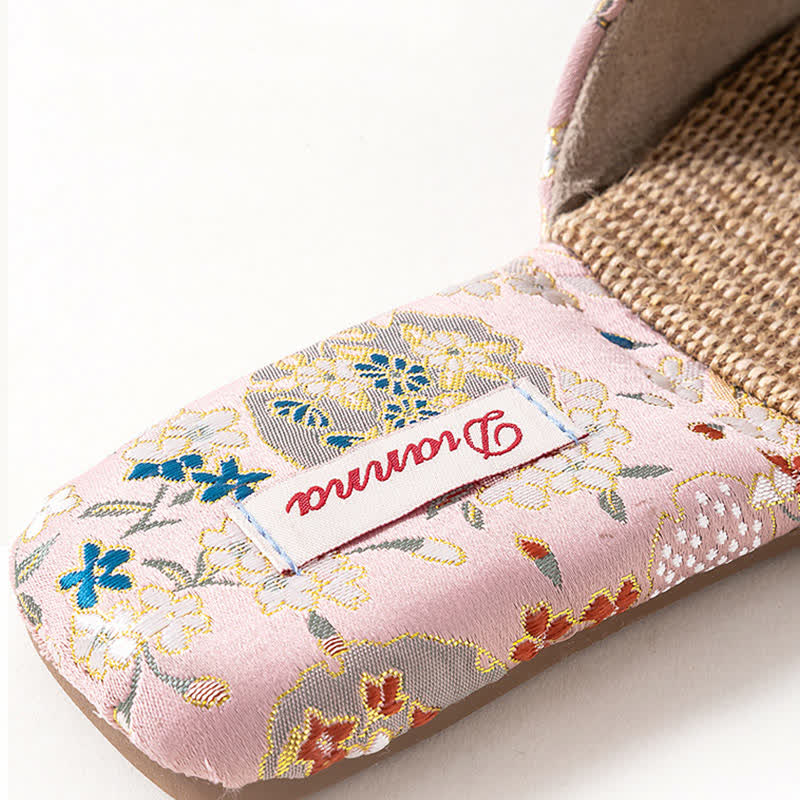Pantofole da casa in lino con ricami floreali - image 7