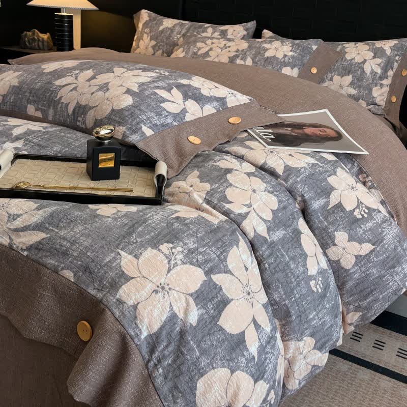 Set di biancheria da letto con bottoni in lino Lily (4 pezzi) - Matrimoniale Grande - image 0