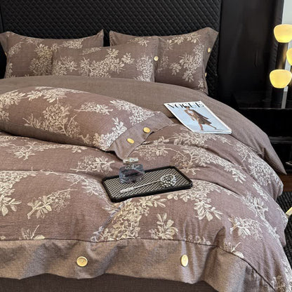 Set di biancheria da letto con bottoni in lino e foglie botaniche (4 pezzi) - image 2
