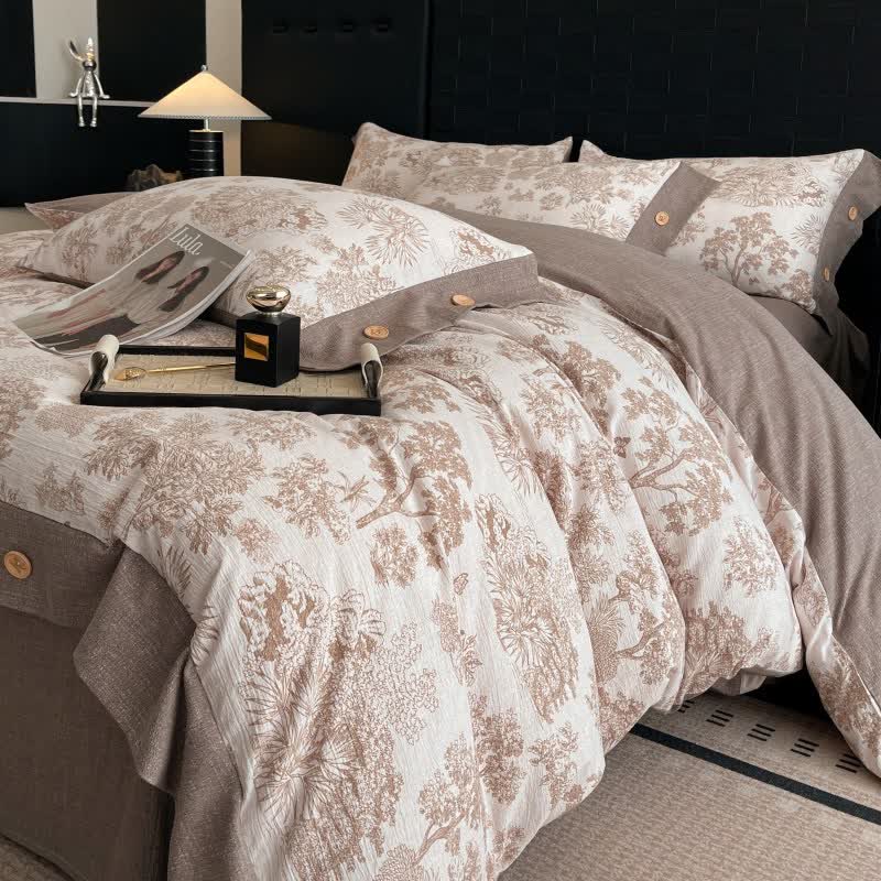 Set di biancheria da letto con bottoni in lino Vintage Tree (4 pezzi) - image 4