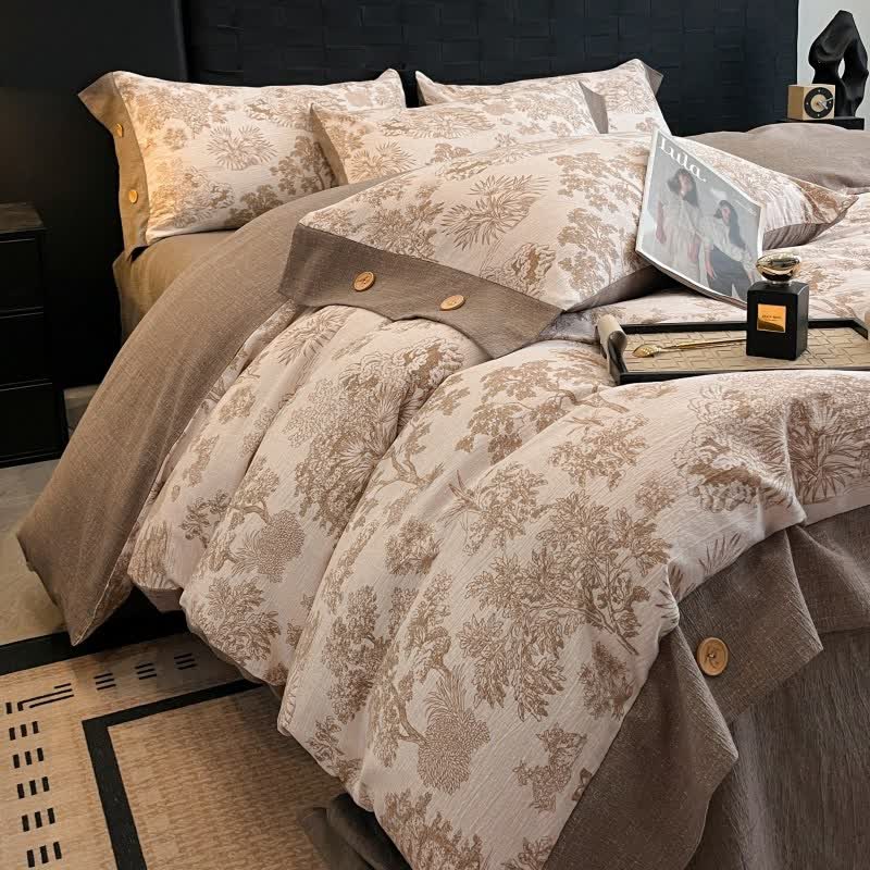 Set di biancheria da letto con bottoni in lino Vintage Tree (4 pezzi) - image 2