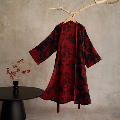 Kimono in jacquard di cotone Peony - Rosso - XL - image 0