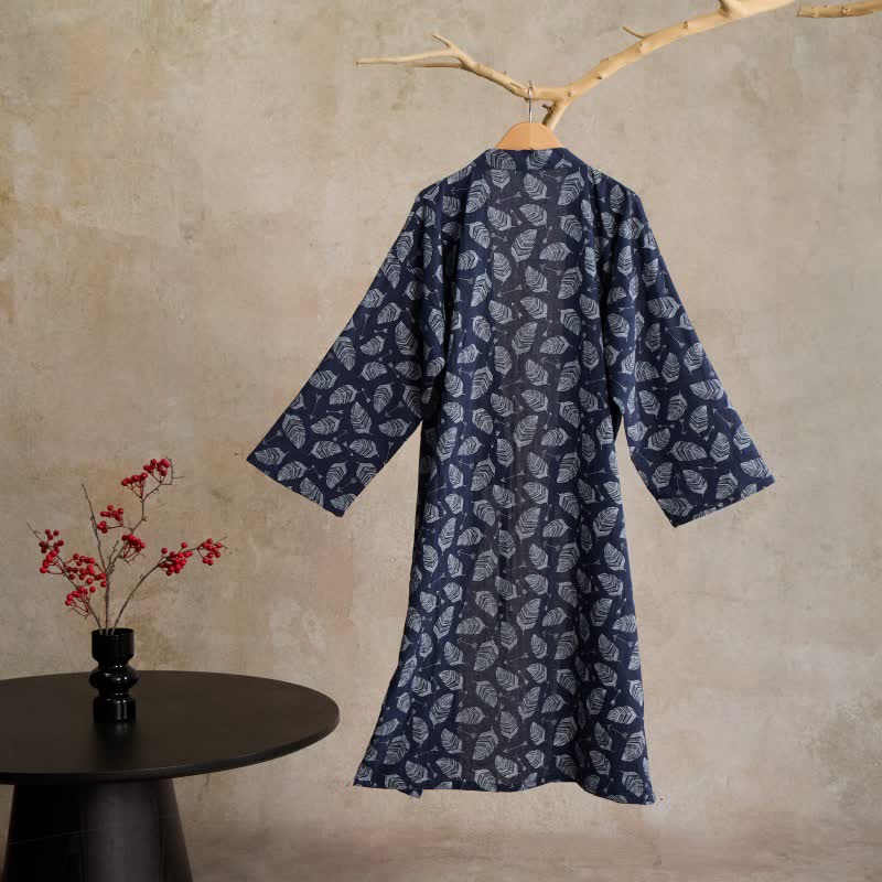 Kimono in cotone con motivo a freccia e foglia - image 1