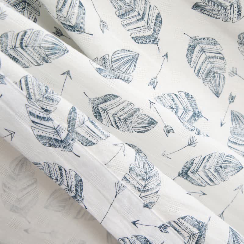 Kimono in cotone con motivo a freccia e foglia - image 12