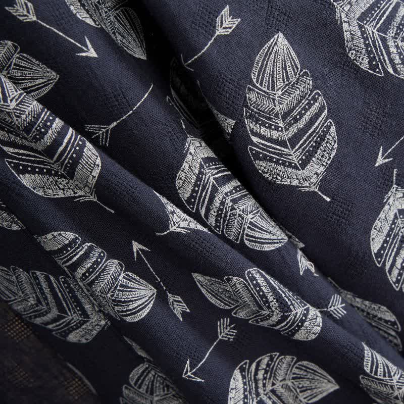 Kimono in cotone con motivo a freccia e foglia - image 6