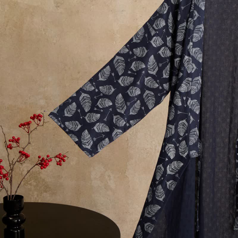 Kimono in cotone con motivo a freccia e foglia - image 5