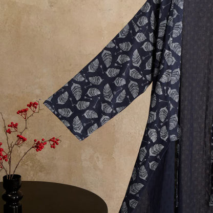 Kimono in cotone con motivo a freccia e foglia - image 5