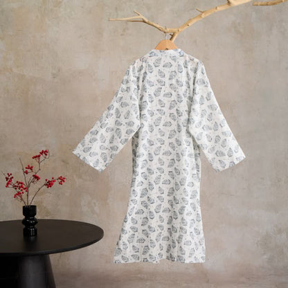 Kimono in cotone con motivo a freccia e foglia - image 8