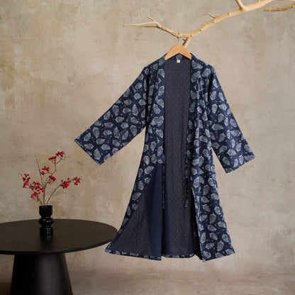 Kimono in cotone con motivo a freccia e foglia - image 0