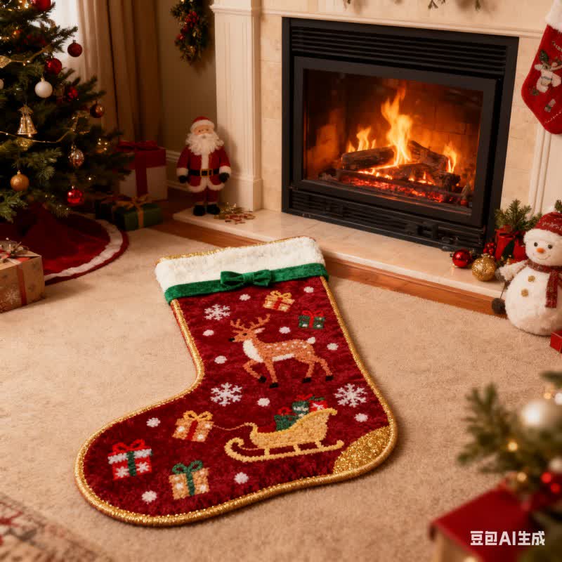 Tappeto a forma di calza ispirato al Natale - image 3