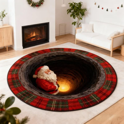 Tappeto natalizio effetto 3D a quadri con Babbo Natale - image 3