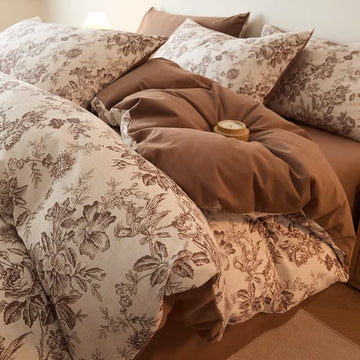 Set di biancheria da letto in cotone spazzolato con motivo floreale - Matrimoniale Grande - image 0