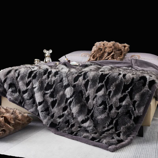 Coperta moderna in pelliccia sintetica di lusso - Grigio - Matrimoniale - image 0