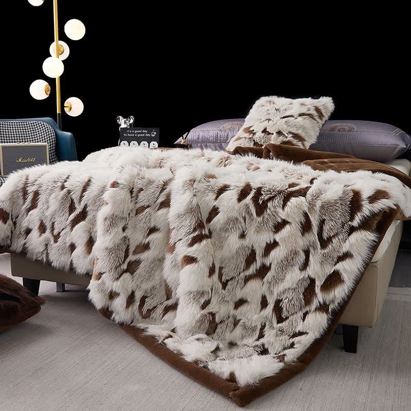 Coperta moderna in pelliccia sintetica di lusso - Albicocca - Matrimoniale - image 3