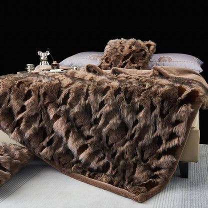 Coperta moderna in pelliccia sintetica di lusso - Marrone - Matrimoniale - image 6