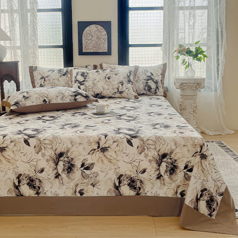 Elegante copriletto in cotone spazzolato con motivo Peony - 2 federe - 48cm x 74cm - image 0