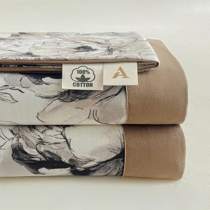 Elegante copriletto in cotone spazzolato con motivo Peony - image 1