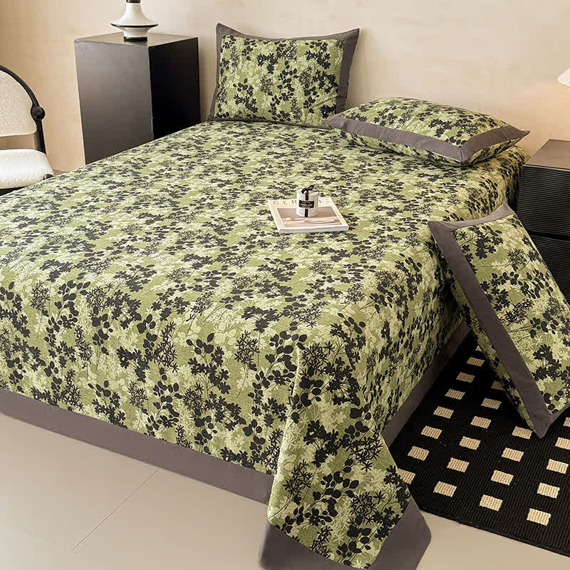 Copriletto in cotone spazzolato con foglie vintage - 2 federe - 48cm x 74cm - image 0