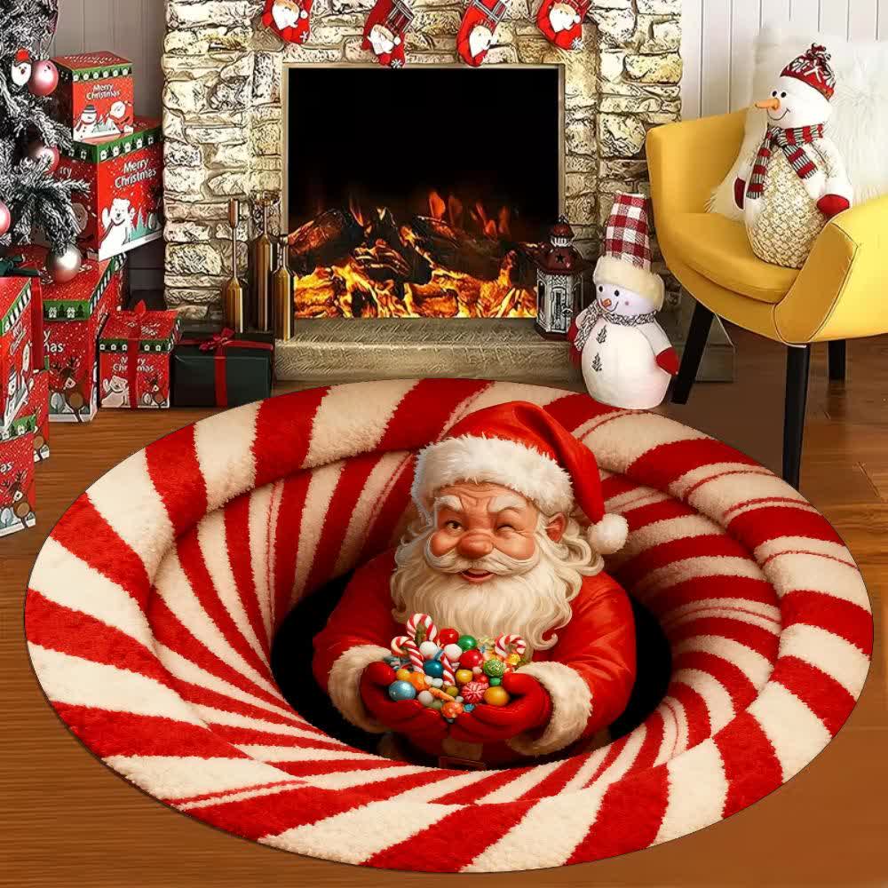 Tappeto effetto 3D con Babbo Natale a tema natalizio - E - 160cm - image 4