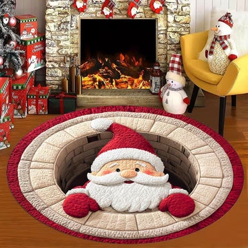 Tappeto effetto 3D con Babbo Natale a tema natalizio - A - 160cm - image 0