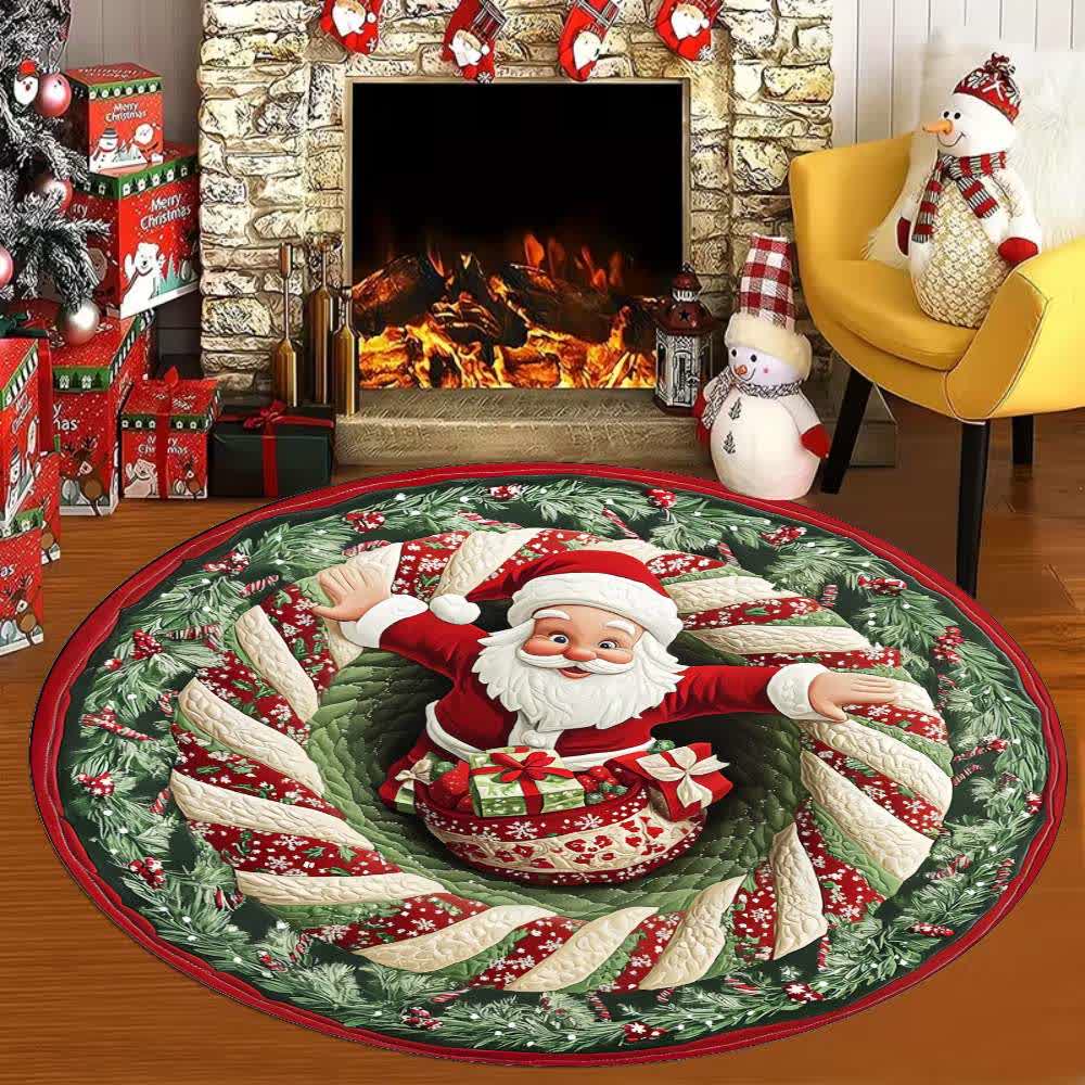 Tappeto effetto 3D con Babbo Natale a tema natalizio - B - 160cm - image 1