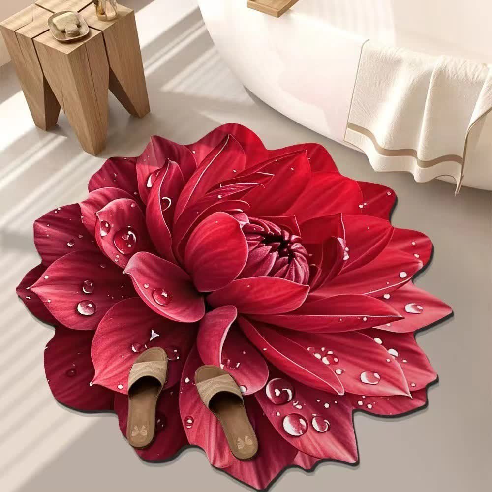 Tappeto effetto floreale 3D colorato - Rosso - 140cm - image 3