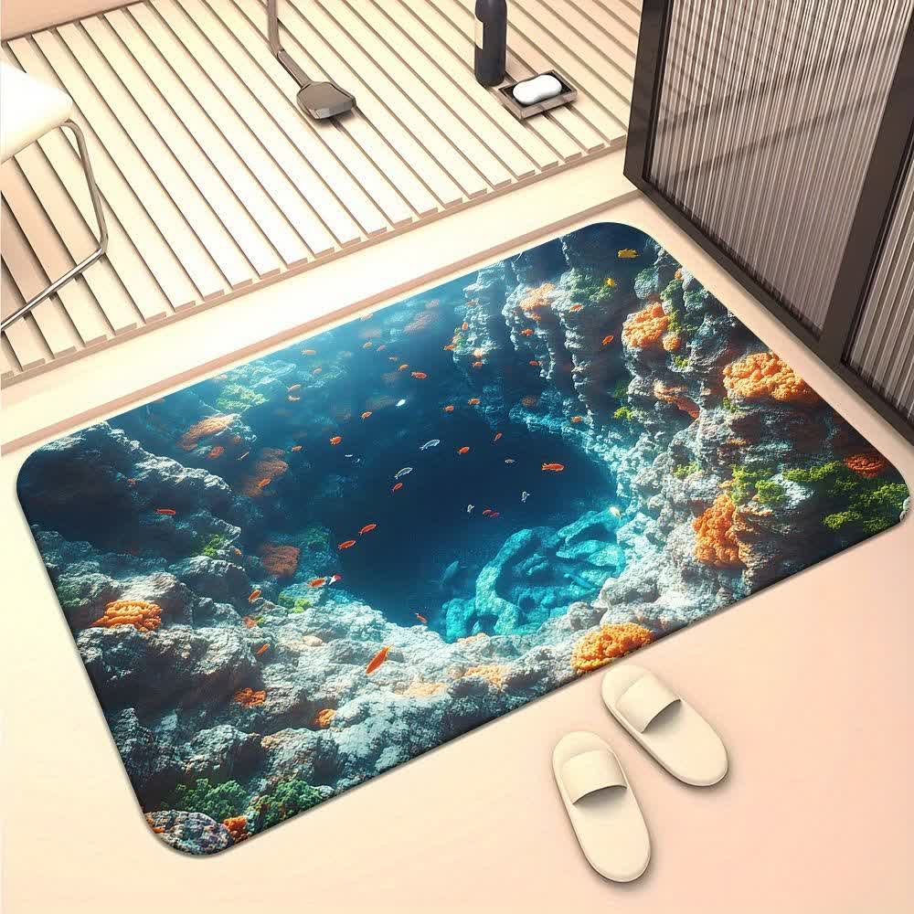 Tappeto effetto 3D con paesaggio di caverna - Grotta carsica sottomarina - 80cm x 120cm - image 1