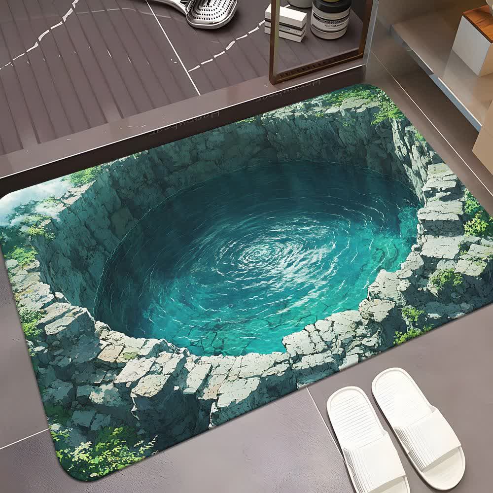 Tappeto effetto 3D con paesaggio di caverna - Acqua di sorgente - 80cm x 120cm - image 0