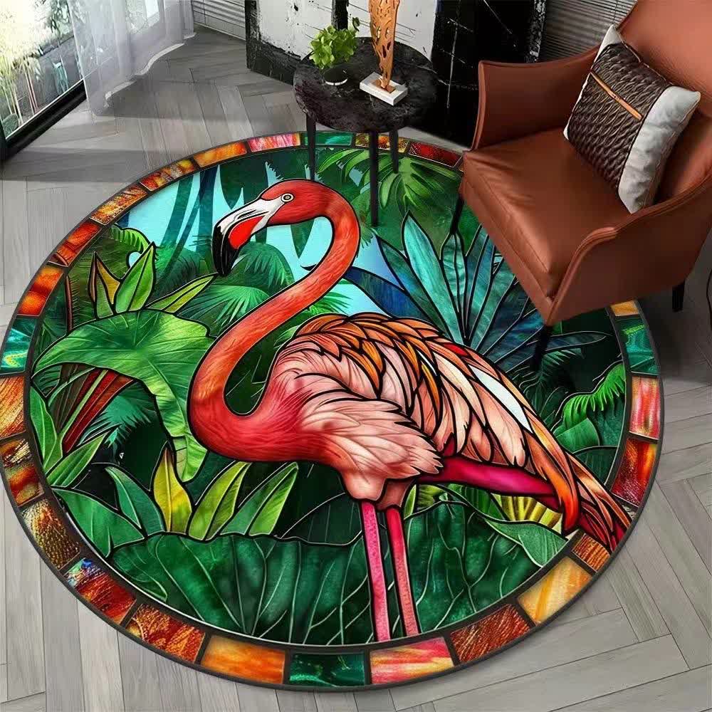Tappeto rotondo floreale Flamingo Jungle - E - 120cm x 120cm - image 4