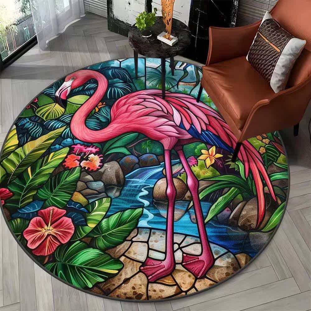 Tappeto rotondo floreale Flamingo Jungle - F - 120cm x 120cm - image 5
