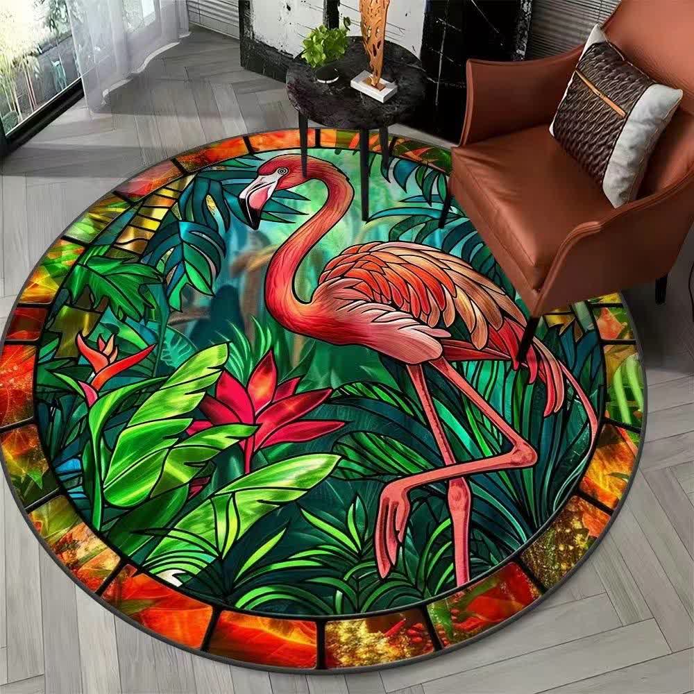 Tappeto rotondo floreale Flamingo Jungle - B - 120cm x 120cm - image 1