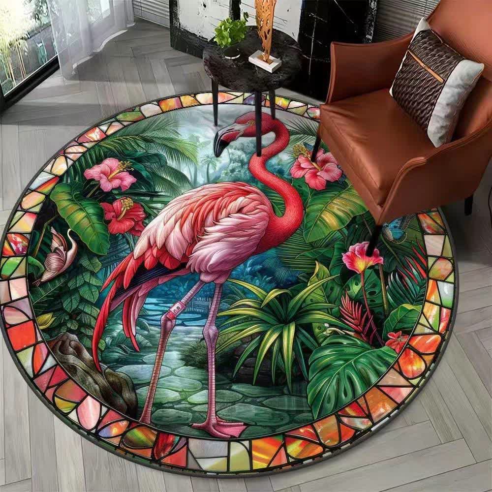 Tappeto rotondo floreale Flamingo Jungle - G - 120cm x 120cm - image 6
