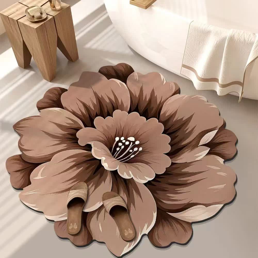 Tappeto effetto 3D con fiori in stile rustico - Marrone - 120cm x 120cm - image 6
