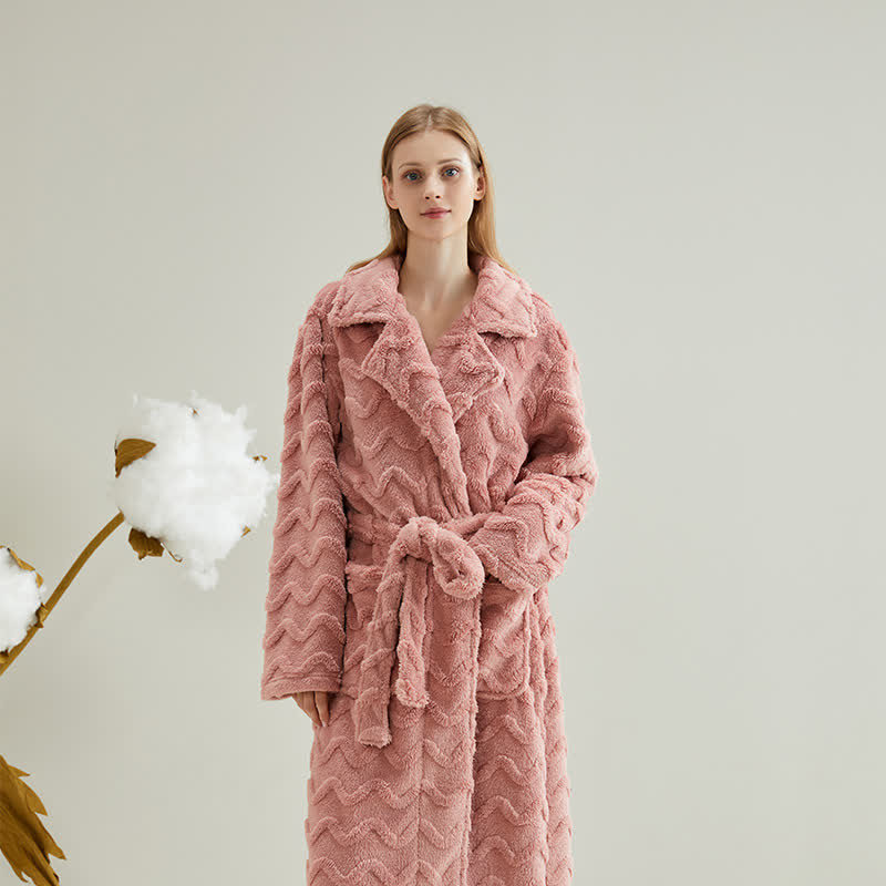 Accappatoio unisex in tinta unita e ondulato - Rosa - XL - image 8