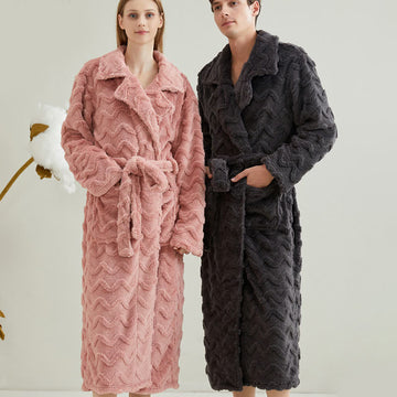 Accappatoio unisex in tinta unita e ondulato - image 0
