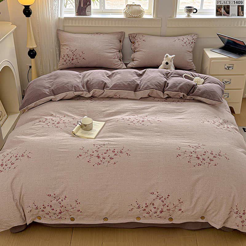 Elegante set di biancheria da letto con fiori di prugna - image 2