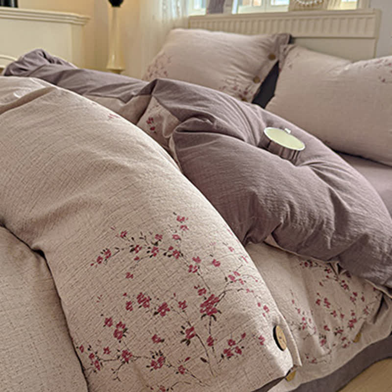 Elegante set di biancheria da letto con fiori di prugna - image 3