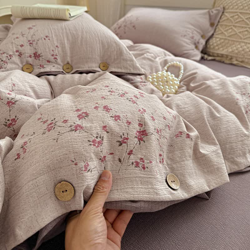 Elegante set di biancheria da letto con fiori di prugna - image 4
