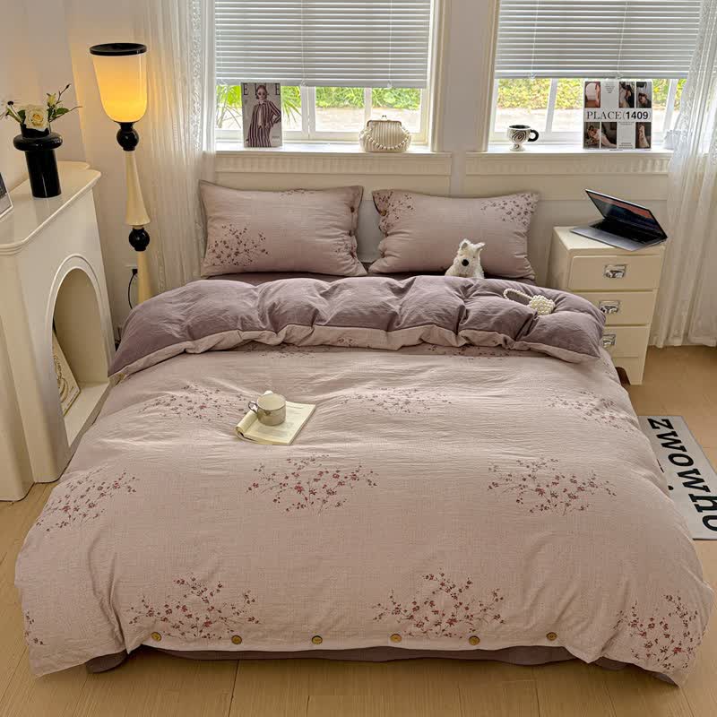 Elegante set di biancheria da letto con fiori di prugna - image 1